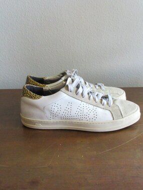 P448 John Leather & Suede Sneakers Gold Black Leopard Heel